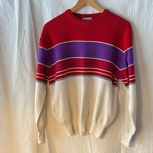 vintage 1980s ski sweater- Meister- striped wool, acrylic jumper